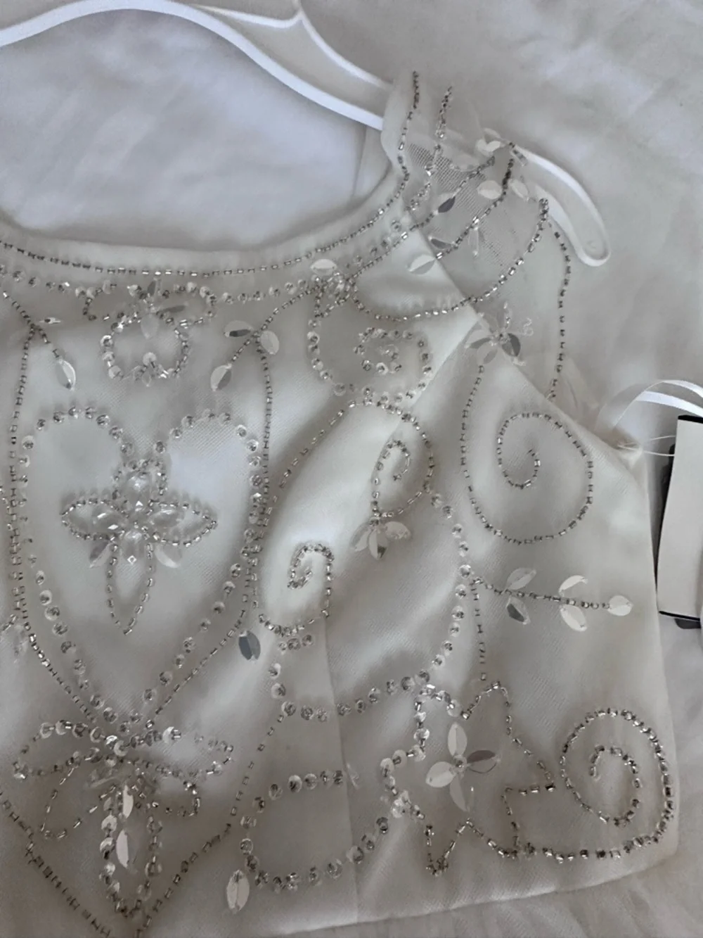 David’s Bridal DB Studio Flower Girl Dress Ivory Tulle Beaded Size 8 NWT - Picture 8 of 11